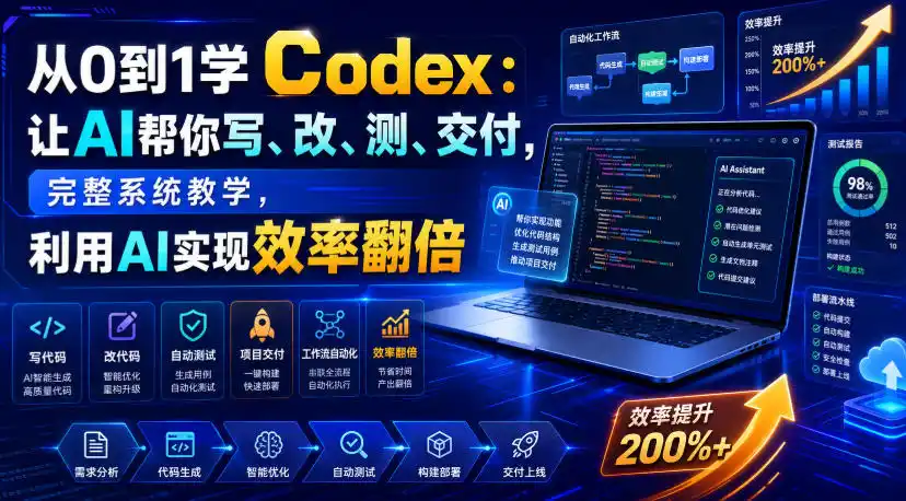 从0到1学Codex：让AI帮你写、改、测、交付，完整系统教学，利用AI实现效率翻倍(更新0918)-二当家网创资源站