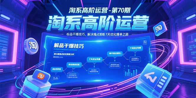 淘系高阶运营-第70期，标品干爆技巧，解决难点策略，大佬操盘方法-二当家网创资源站