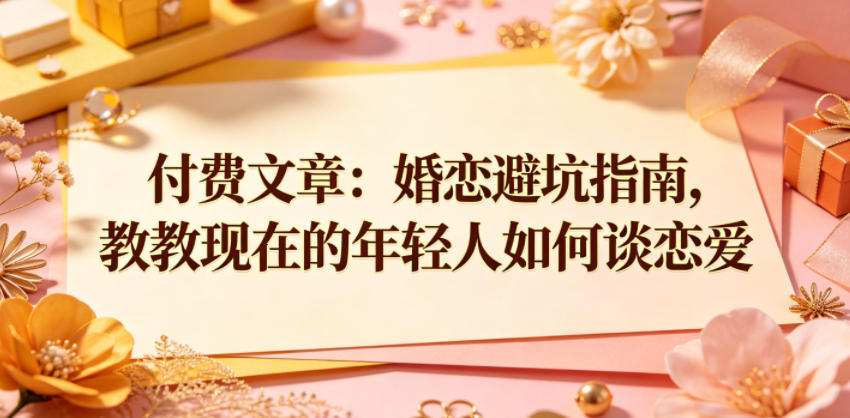 付费文章：婚恋避坑指南，教教现在的年轻人如何谈恋爱-二当家网创资源站