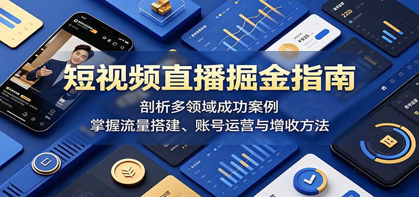 短视频直播掘金指南：剖析多领域成功案例，掌握流量搭建、账号运营与增收方法-二当家网创资源站