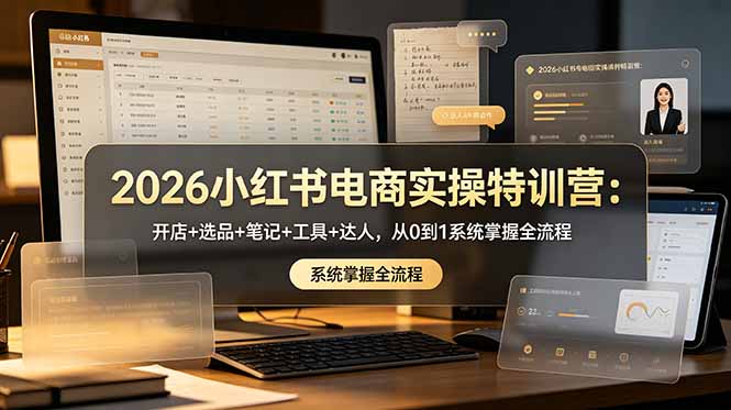 2026小红书电商实操特训营：开店+选品+笔记+工具+达人，从0到1系统掌握全流程-二当家网创资源站