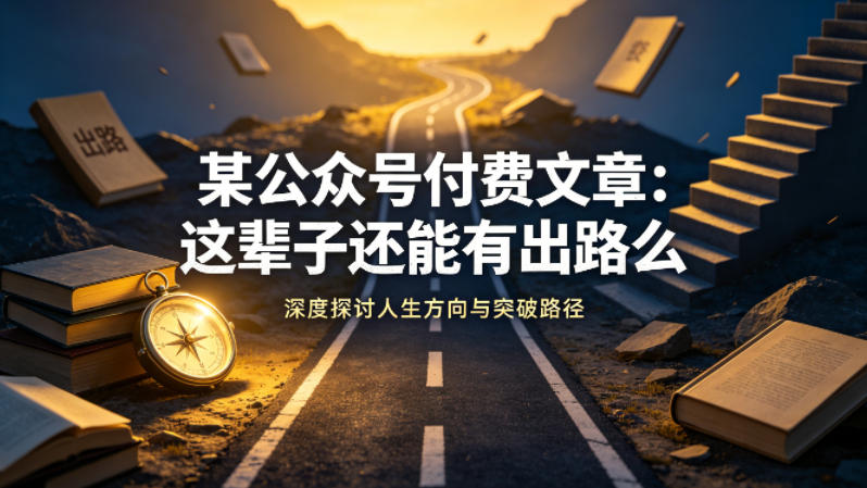 某公众号付费文章：这辈子还能有出路么-二当家网创资源站