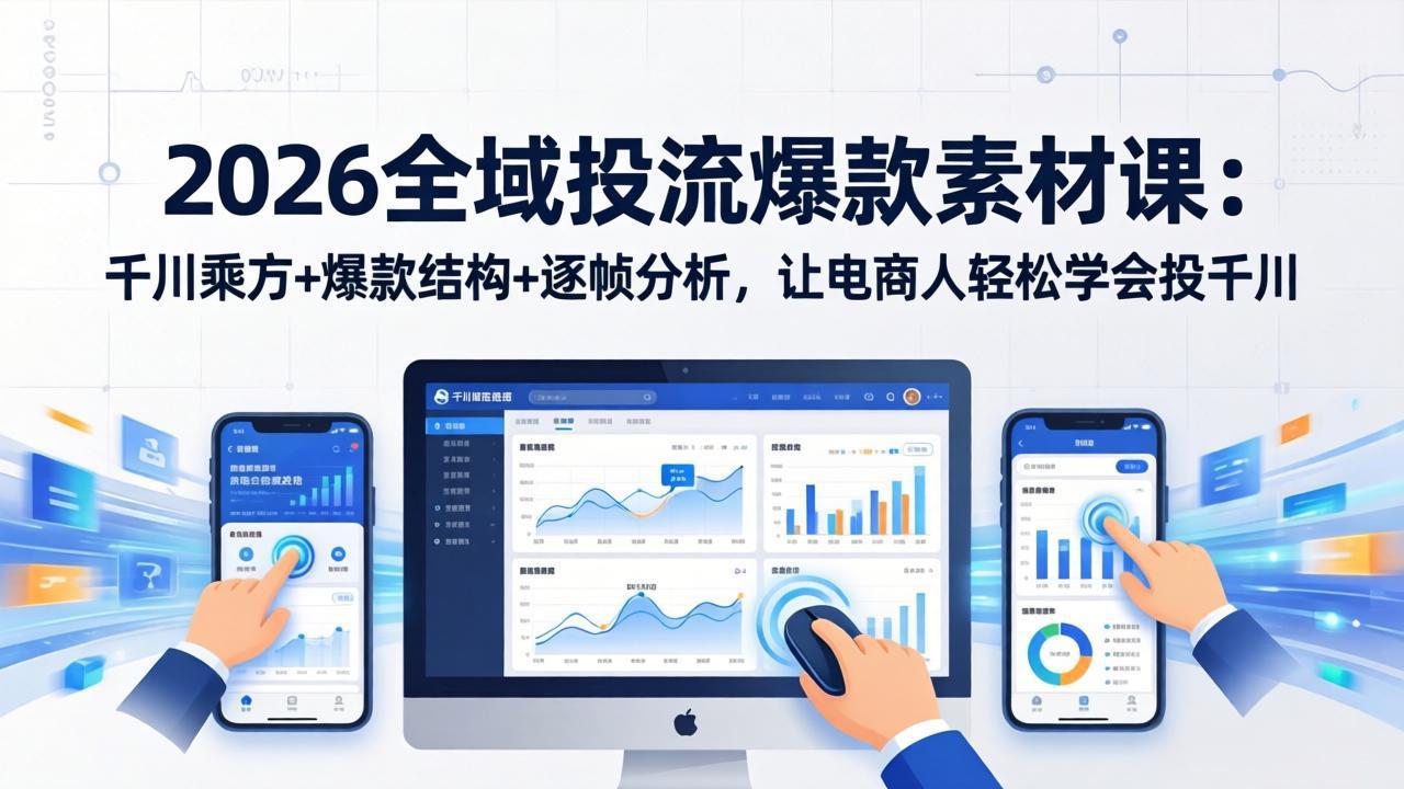 2026全域投流爆款素材课：千川乘方+爆款结构+逐帧分析，让电商人轻松学会投千川-二当家网创资源站