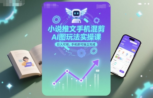 小说推文手机混剪AI图玩法实操课，日入可观，手机即可独立完成-二当家网创资源站