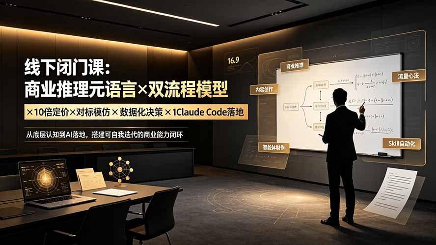 线下闭门课:商业推理元语言×双流程模型×10倍定价×对标模仿×数据化决策×Claude Code落地,击穿认知盲区-二当家网创资源站