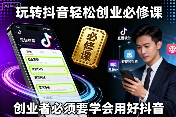 玩转抖音轻松创业必修课，创业者必须要学会用好抖音-二当家网创资源站