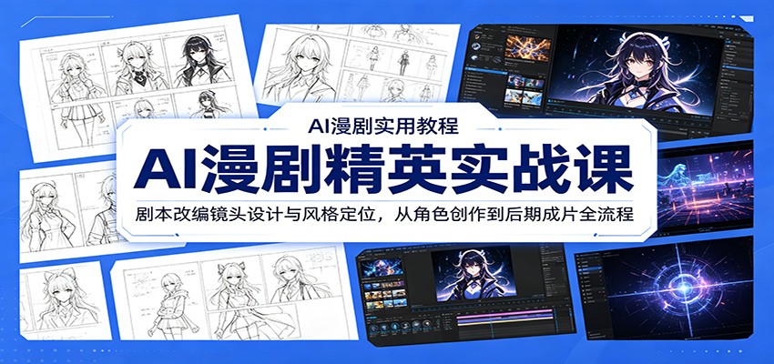 AI漫剧精英实战课：剧本改编镜头设计与风格定位，从角色创作到后期成片全流程-二当家网创资源站