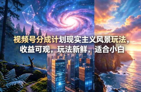 视频号分成计划现实主义风景玩法，收益可观，玩法新鲜，适合小白-二当家网创资源站