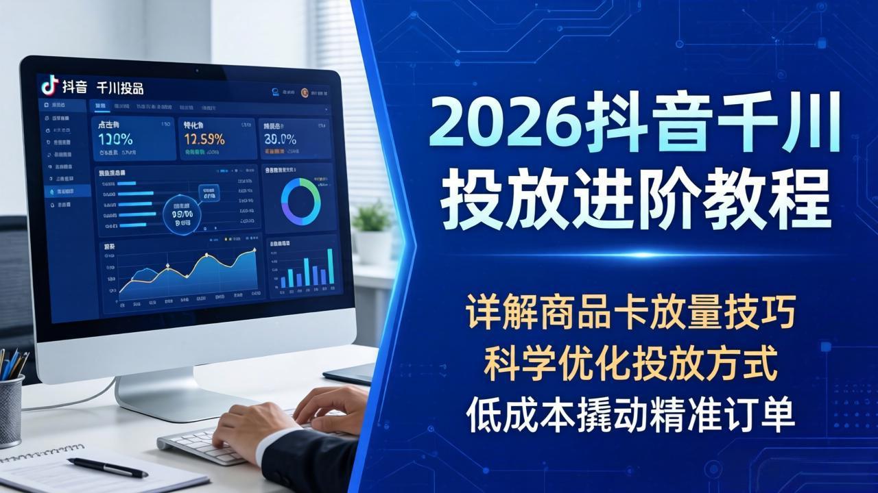 2026抖音千川投放进阶教程，详解商品卡放量技巧，科学优化投放方式，低成本撬动精准订单-二当家网创资源站