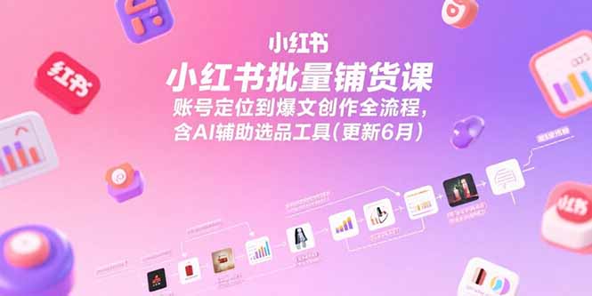 小红书批量铺货课，账号定位到爆文创作全流程，含AI辅助选品工具(更新6月-二当家网创资源站