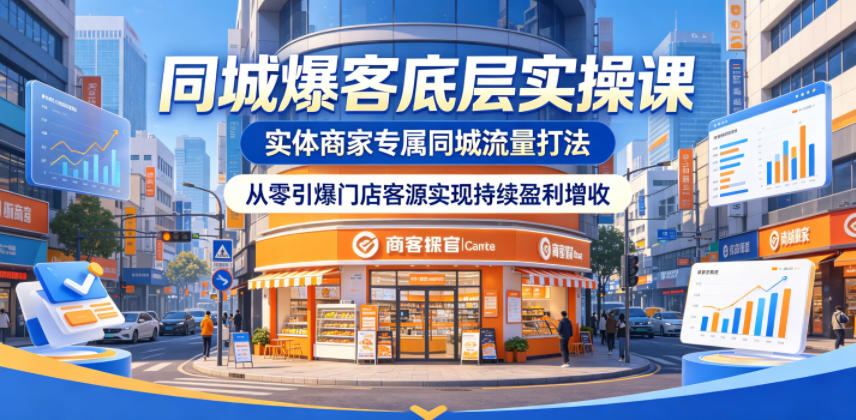 同城爆客底层实操课，实体商家专属同城流量打法，从零引爆门店客源实现持续盈利增收-二当家网创资源站