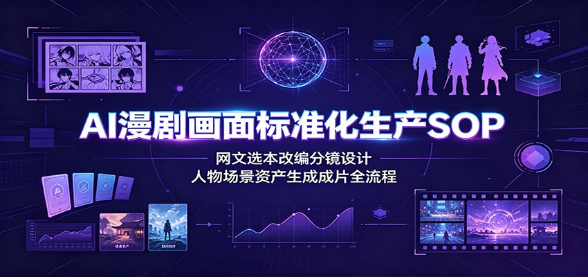 AI漫剧画面标准化生产SOP:网文选本改编分镜设计,人物场景资产生成成片全流程-二当家网创资源站