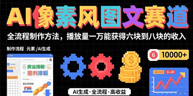 AI像素风图文赛道：全流程制作方法，播放量一万能获得6块到8块的收入-二当家网创资源站