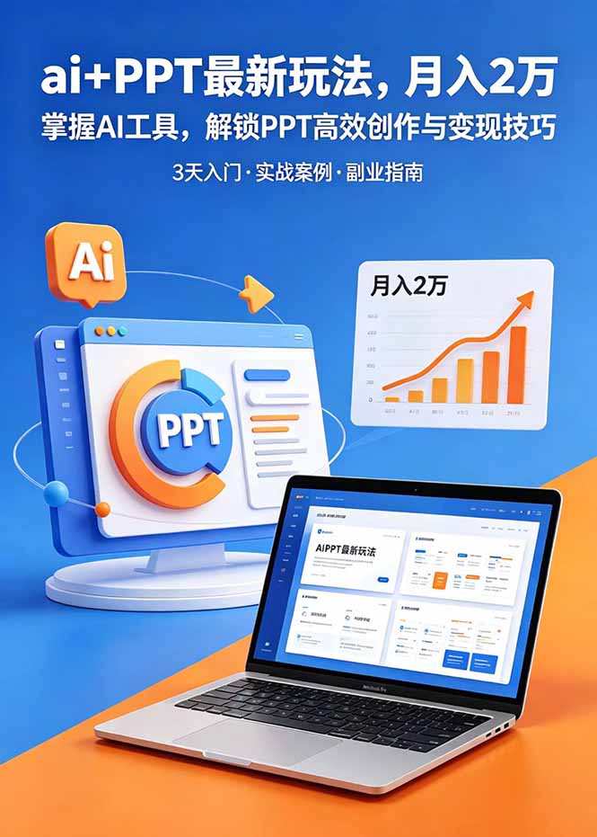 ai+PPT最新玩法,月入2万掌握AI工具,解锁PPT高效创作与变现技巧3天入门,实战案例·副业指南-二当家网创资源站