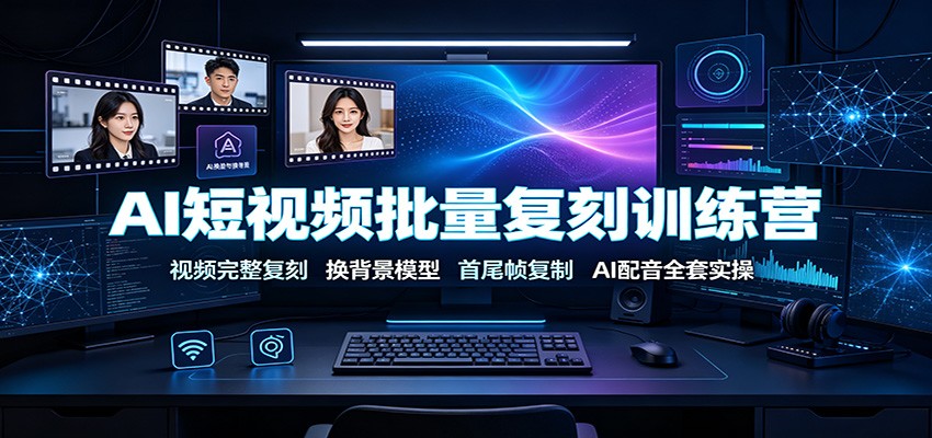 AI短视频批量复刻训练营：视频完整复刻，换背景模型、首尾帧复制、AI配音全套实操-二当家网创资源站