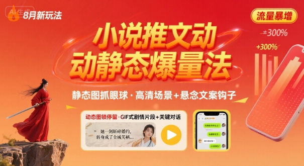 8月小说推文全新玩法，动静态图片+搭配小说文案爆量玩法-二当家网创资源站