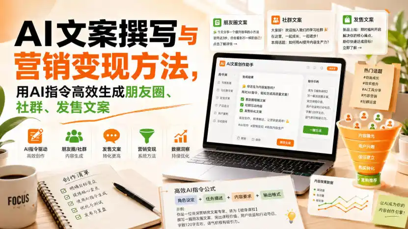 AI文案撰写与营销变现方法，用AI指令高效生成朋友圈、社群、发售文案-二当家网创资源站