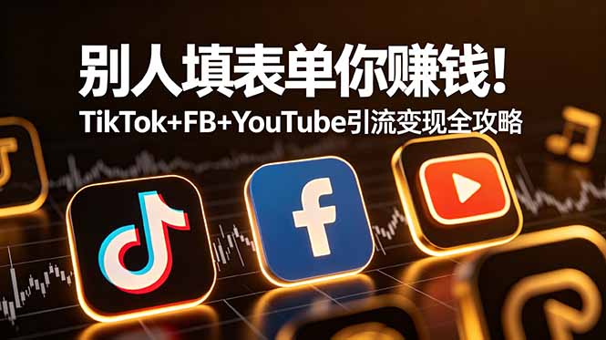 别人填表单你赚钱!TikTok+FB+YouTube 引流变现全攻略【原创双语字幕】-二当家网创资源站