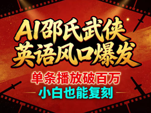 AI邵氏武侠英语风口爆发，单条播放破百万，小白也能复刻-二当家网创资源站