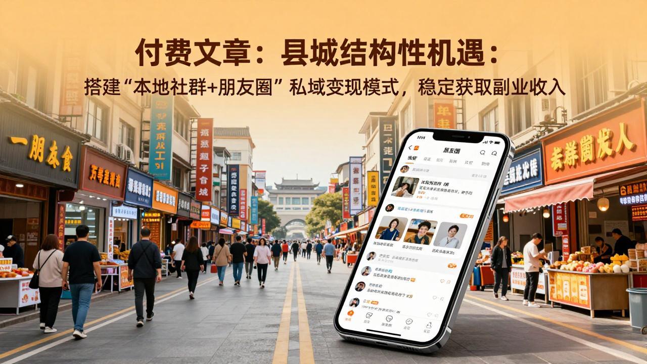 付费文章:县城结构性机遇:搭建“本地社群+朋友圈”私域变现模式,稳定获取副业收入-二当家网创资源站
