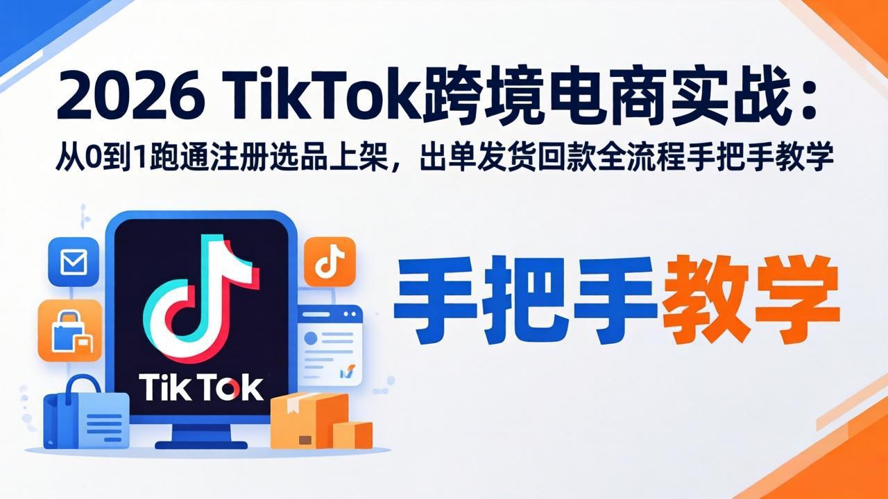2026TikTok跨境电商实战-更新：从0到1跑通注册选品上架，出单发货回款全流程手把手教学-二当家网创资源站