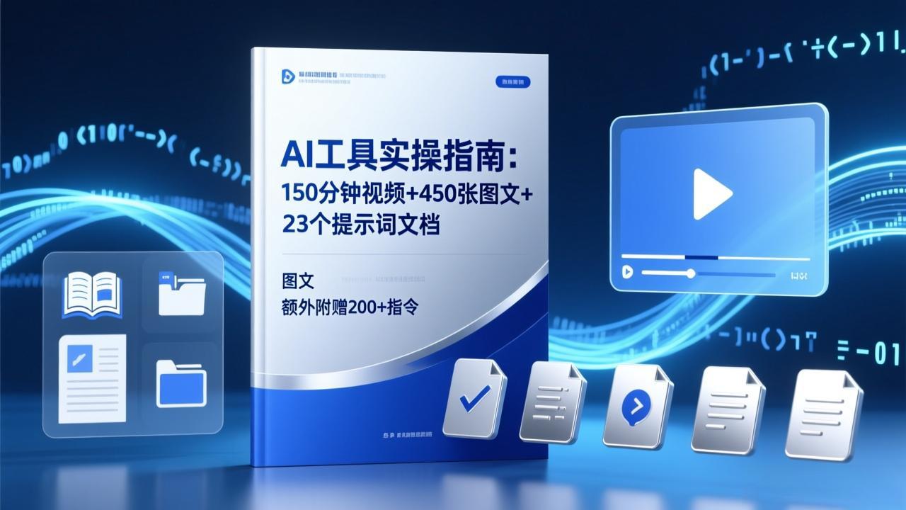 AI工具实操指南:150分钟视频+450张图文+23个提示词文档,额外附赠200+指令-二当家网创资源站
