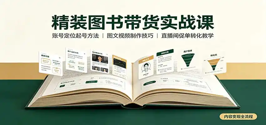 精装图书带货实战课:账号定位起号方法,图文视频制作,促单转化教学-二当家网创资源站