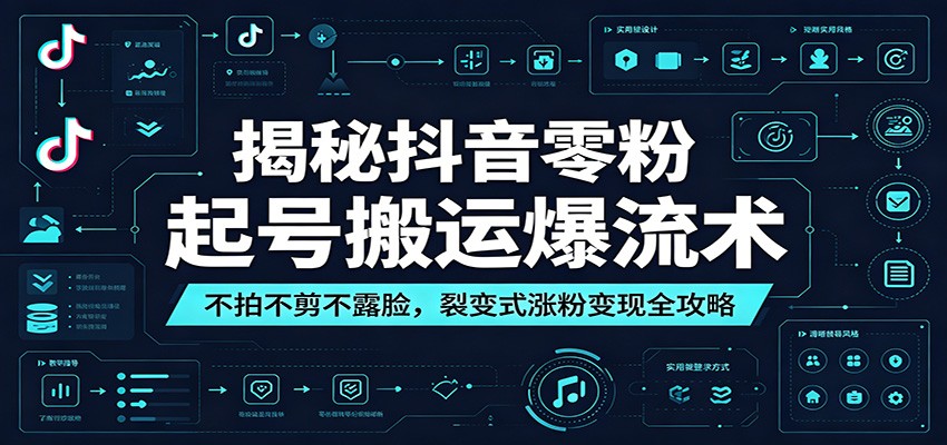 揭秘抖音零粉起号搬运爆流术:不拍不剪不露脸,裂变式涨粉变现全攻略-二当家网创资源站