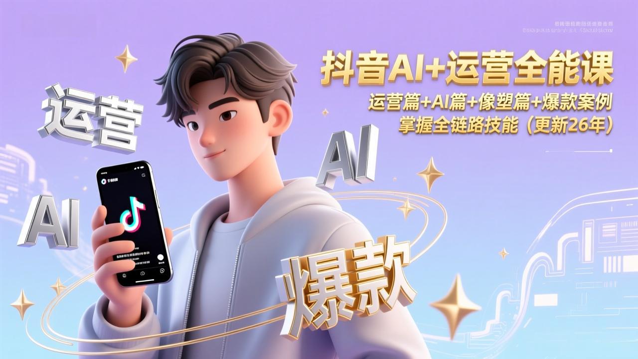抖音AI+运营全能课，运营篇+AI篇+像塑篇+爆款案例，掌握全链路技能(更新26年-二当家网创资源站