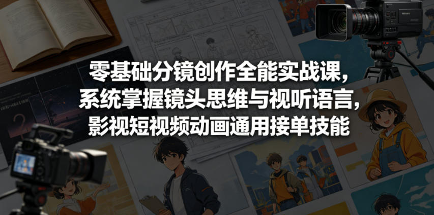 零基础分镜创作全能实战课，系统掌握镜头思维与视听语言，影视短视频动画通用接单技能-二当家网创资源站