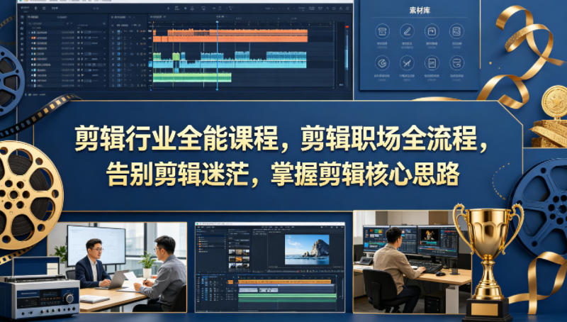 剪辑行业全能课程，剪辑职场全流程，告别剪辑迷茫，掌握剪辑核心思路-二当家网创资源站