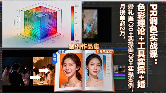 PR调色实战课：色彩理论+工具实操+婚礼医美/30+实操案例，月接单超2万-二当家网创资源站