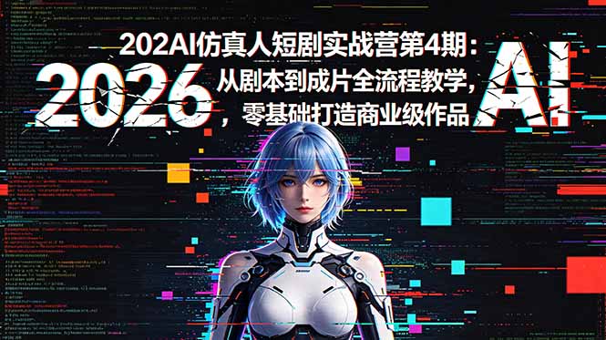 2026AI仿真人短剧实战营第4期：从剧本到成片全流程教学，零基础打造商业级作品-二当家网创资源站
