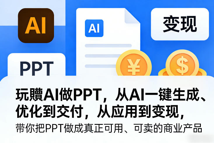 玩賺AI做PPT，从AI一键生成、优化到交付，从应用到变现，带你把PPT做成真正可用、可卖的商业产品(更新0421)-二当家网创资源站