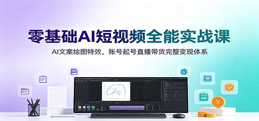 零基础AI短视频全能实战课：AI文案绘图特效，账号起号直播带货完整变现体系-二当家网创资源站