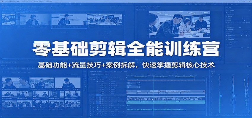 零基础剪辑全能训练营：基础功能+流量技巧+案例拆解，快速掌握剪辑核心技术-二当家网创资源站