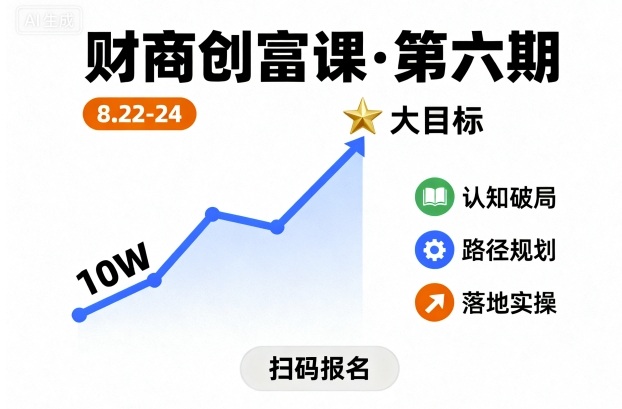 财商创富课第六期8月22-24号，如何从10W起步，一步步实现大目标-二当家网创资源站