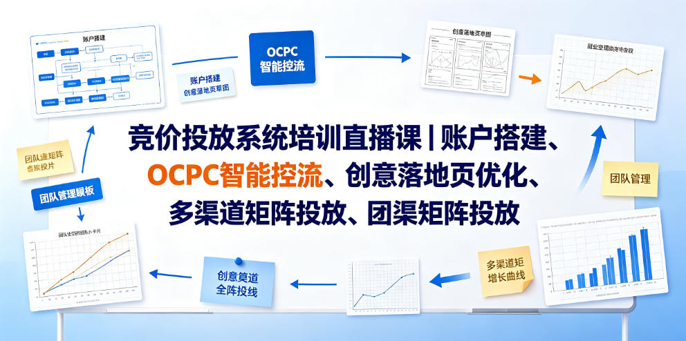 竞价投放系统培训直播课|账户搭建、OCPC智能控流、创意落地页优化、多渠道矩阵投放、团队管理与副业变现全阶实战(更新0709)-二当家网创资源站