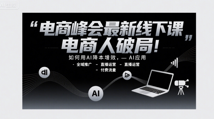 电商峰会最新线下课，电商人破局，如何用AI降本增效，AI应用-全域推广-直播运营-付费流量-二当家网创资源站