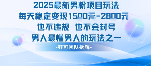2025最新男粉项目玩法每天变现1k+也不违规也不会封号男人最懂男人的玩法-二当家网创资源站