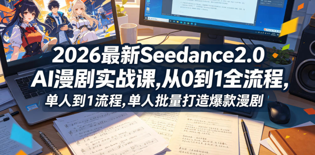 2026最新Seedance2.0 AI漫剧实战课,，从0到1全流程，单人批量打造爆款漫剧-二当家网创资源站