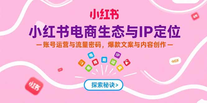小红书电商生态与IP定位，账号运营与流量密码，爆款文案与内容创作-二当家网创资源站