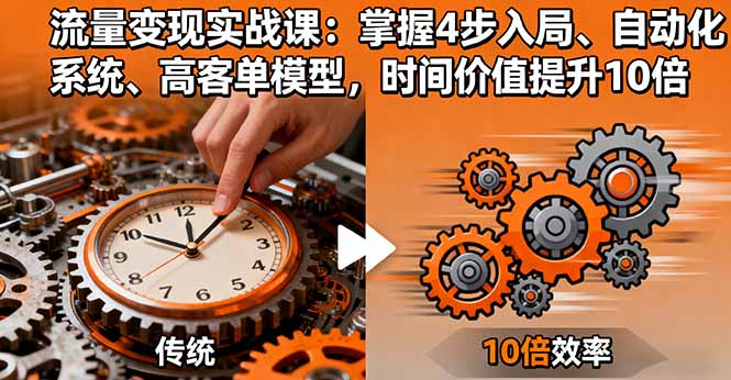 流量变现实战课：掌握4步入局、自动化系统、高客单模型，时间价值提升10倍-二当家网创资源站