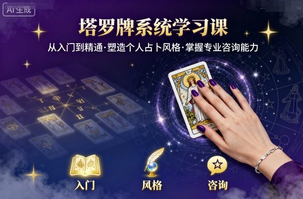 塔罗牌系统学习课，助你从入门到精通，塑造个人占卜风格，掌握专业咨询能力-二当家网创资源站