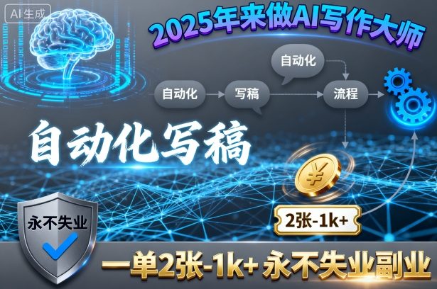 2025年来做AI写作大师，自动化写稿，一单2张-1k+，永不失业副业-二当家网创资源站