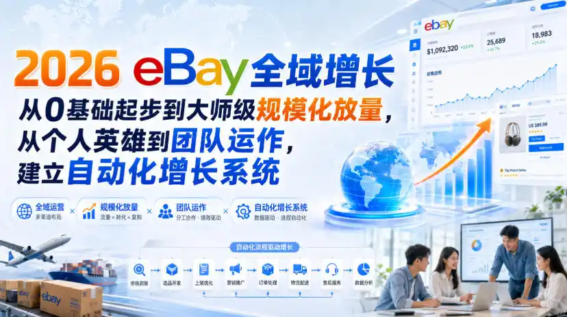 2026 eBay全域增长，从0基础起步到大师级规模化放量，从个人英雄到团队运作，建立自动化增长系统-二当家网创资源站
