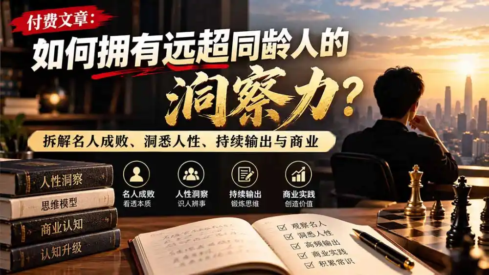 付费文章：如何拥有远超同龄人的洞察力？拆解名人成败、洞悉人性、持续输出与商业实践-二当家网创资源站