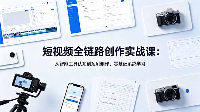 短视频全链路创作实战课:从智能工具认知到短剧制作,零基础系统学习-二当家网创资源站
