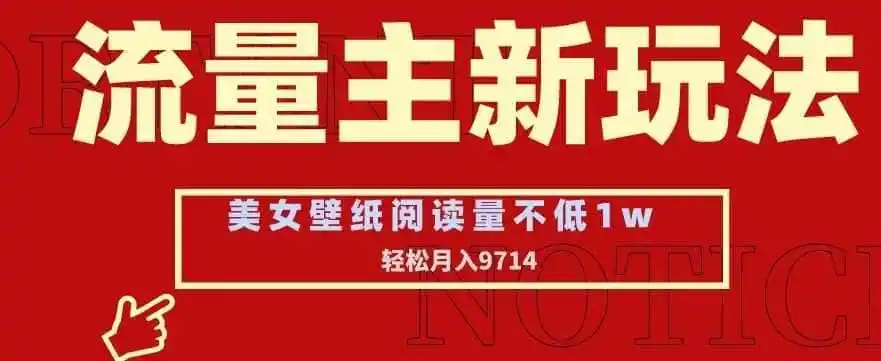 流量主新玩法,美女壁纸和头像,阅读量不低于1w,月入9741【揭秘】-二当家网创资源站