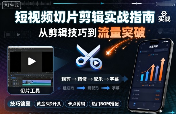 短视频切片剪辑实战指南，从剪辑技巧到流量突破-二当家网创资源站